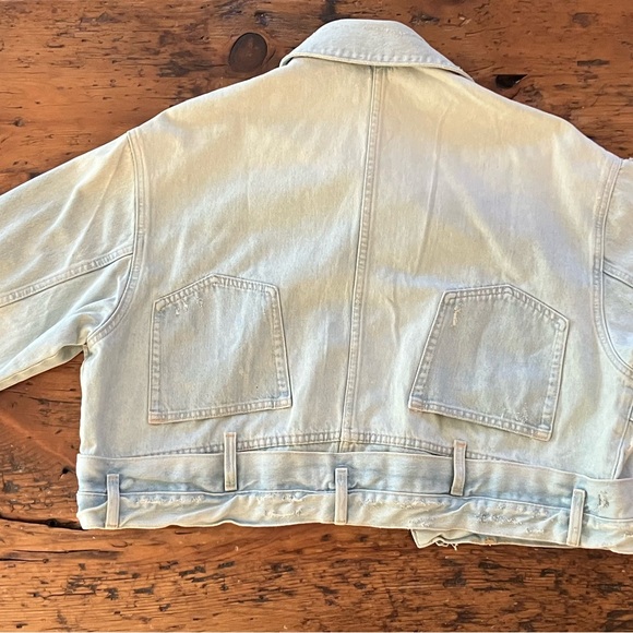 Zara Women's TRF Faded Blue Jean Jacket with pant style waist S - Picture 3 of 6